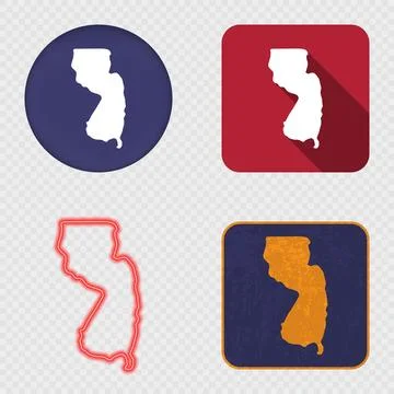 New Jersey State Map Icons Collection Stock Illustration