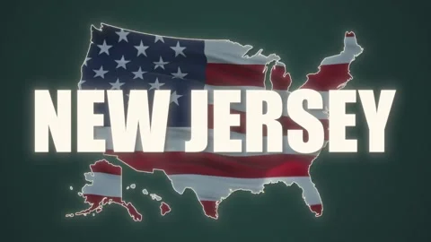 New Jersey state text with USA map flag video waving in wind. Waving Flag United Vidéo 170433249