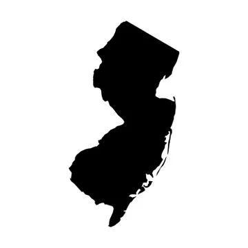 New Jersey, state of USA - solid black silhouette map of country area. Simple Stock Illustration