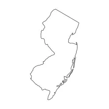 New Jersey, state of USA - solid black outline map of country area. Simple flat イラスト素材