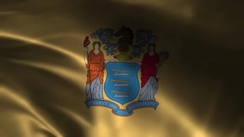 New Jersey State Waving Flag. Flag of New Jersey Waving Animation. Stock Footage 263839255