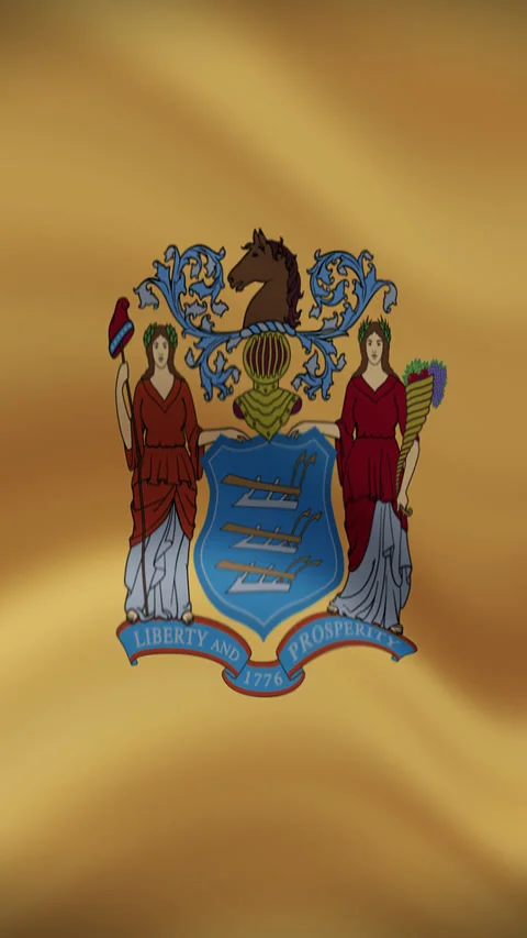 New Jersey State Waving Flag in Vertical Orientation – Loop Animation Stock Footage 294949127