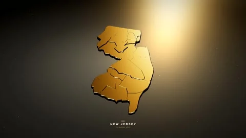 New Jersey USA 3D state map in gold style Vídeos de archivo 341172065