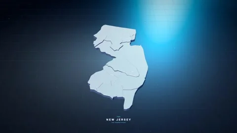 New Jersey USA state map with glowing tech digital network style Stock Footage 340614109
