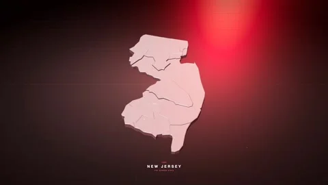 New Jersey USA state map in bold red style Vidéo 340772727