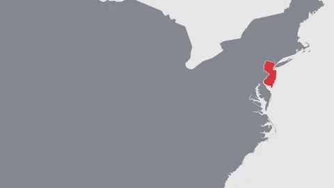 New Jersey Zoomed In Red on US Election Map State Focus Animation, Alpha 4K 스톡 동영상 341416149