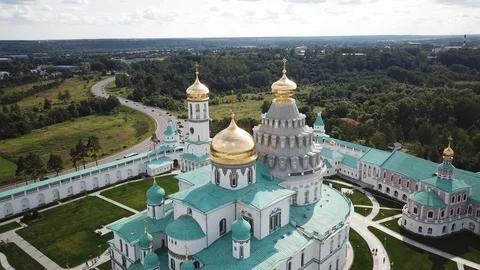 New Jerusalem monastery after reconstruction view from drone Stock Footage 116475375
