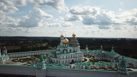 New Jerusalem monastery after reconstruction view from drone Stock Footage 116475391