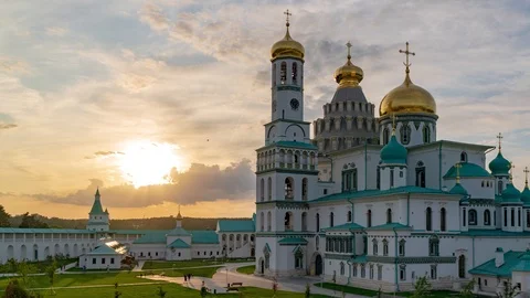 New Jerusalem Monastery. Evening sunset. Timelapse Stock Footage 114688952