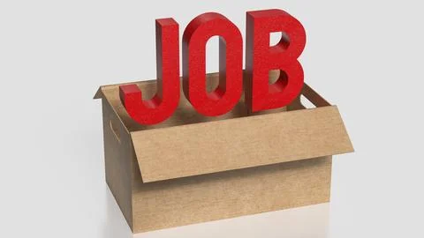 New Job Opportunity Emerging from an Open Cardboard Box 3d render. Stock Illustration