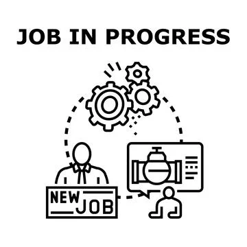 New job starting, working process concept icon Stock Illustration