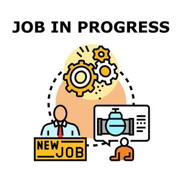 New job starting, working process concept icon Stock Illustration