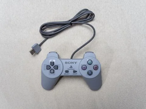 New Joystick for Sony PlayStation on the table 07 04 2019 Stock Photos