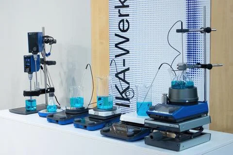 New lab devices on the Exhibition of laboratory equipment Stock Photos