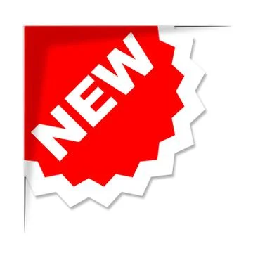 New label indicating up to date and newly discovered Stockillustratie