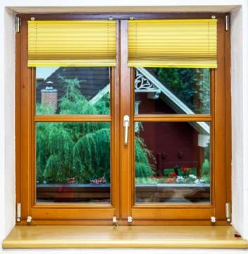 New laminated brown window inside view Stock Photos