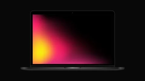 New Laptop Model. Computer Mockup with Gradient Screen Stock Illustration