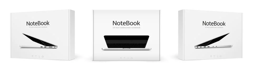 New laptops in cardboard boxes Stock Illustration