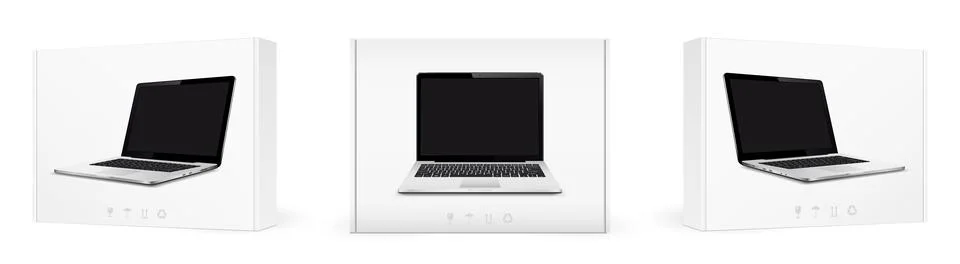 New laptops in cardboard boxes Stock Illustration