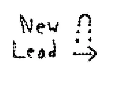 New lead note with pointing arrow, handwritten text stating new lead next Stock Illustration