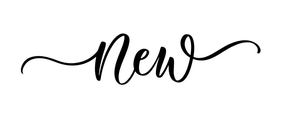 New lettering in elegant cursive script with decorative flourishes Stock Illustration