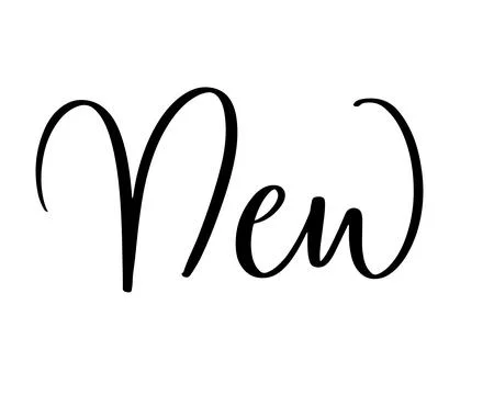 New lettering in elegant cursive script with decorative flourishes Stock Illustration