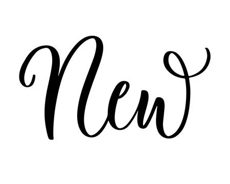 New lettering in elegant cursive script with decorative flourishes Stock Illustration