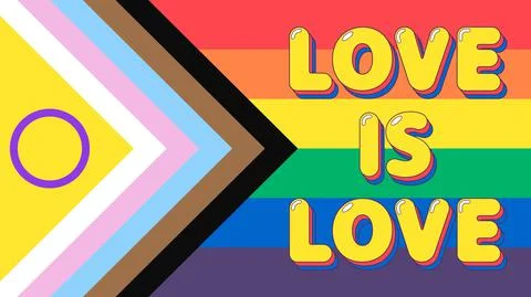 New LGBTQIA Pride Flag Vector. Progress Pride Flag with an Intersex Inclusive Illustrazione stock
