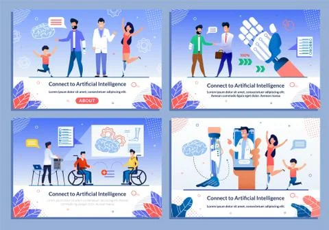 New Life with Bionic Prosthetic Limb Banner Set Stock Illustration