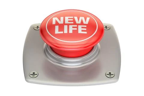 New Life Red button, 3D rendering Stock Illustration