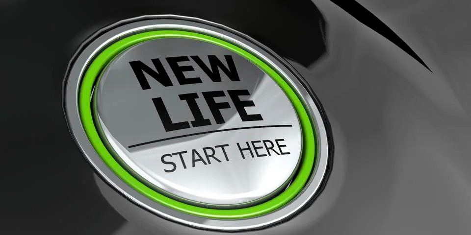 New life start here button on black background Stock Illustration