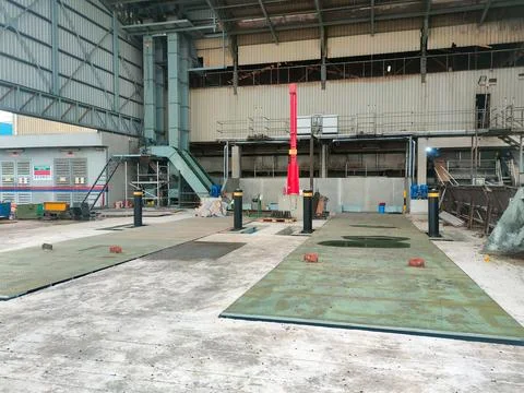 The new loading bay is ready for trucks to deliver kernel palm seeds Stock Photos