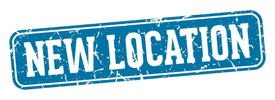 New location rectangular sign. new location stamp Illustrazione stock