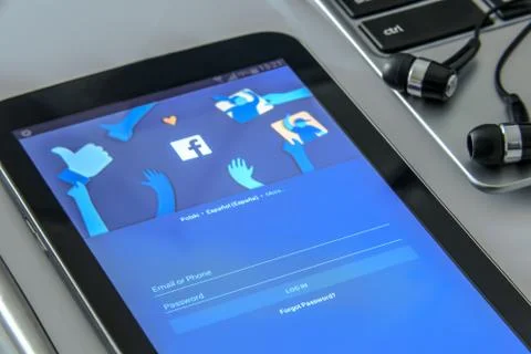 New Log in screen to Facebook Application Stock Photos