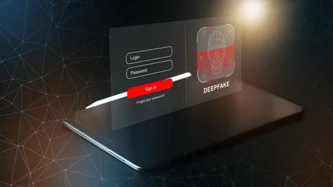 New login interface for a deep fake application on a laptop screen 写真素材