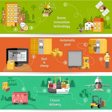 New logistic horizontal banners set Stock Illustration