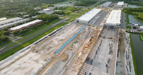 New logistics center construction site planning. Project management in the USA Stock Footage 309293165
