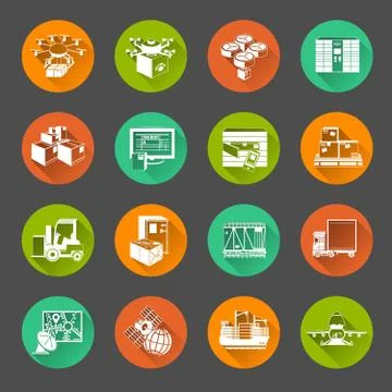 New logistics flat circle icons set 库存插图