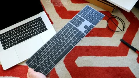 New Magic Keyboard with Numeric Keypad Space Gray unboxing Stock Photos