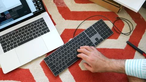 New Magic Keyboard with Numeric Keypad Space Gray unboxing 写真素材