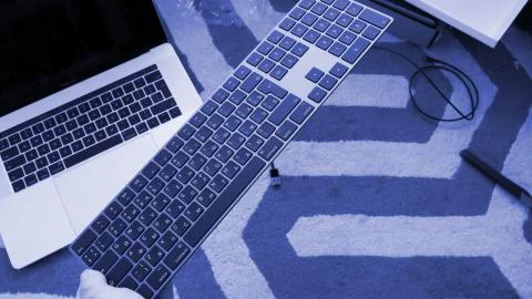 New Magic Keyboard with Numeric Keypad Space Gray unboxing 写真素材