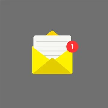 New mail notification icon with envelope and alert bubble. Flat or 3D vector Stock Illustration