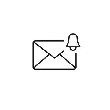 New mail notification line icon. Email message with bell outline icon. Isolated Stock Illustration