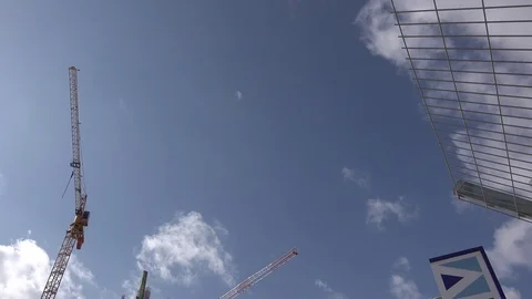 New mall and light train construction sites in Petach Tikva Jabotinsky St. Video stock 100973936