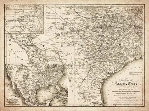 New Map Of The State Of Texas 1881 Map Stock Illustration