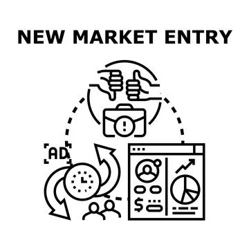New market entry strategy developing process icon イラスト素材