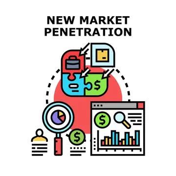 New market penetration strategy developing growth vector concept Stock Illustration