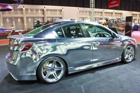 NEW MAZDA 3 show at the second Bangkok international auto salon 2013 Stock Photos