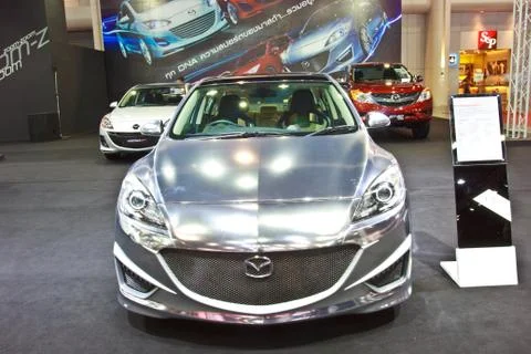 NEW MAZDA 3 show at the second Bangkok international auto salon 2013 Stock Photos