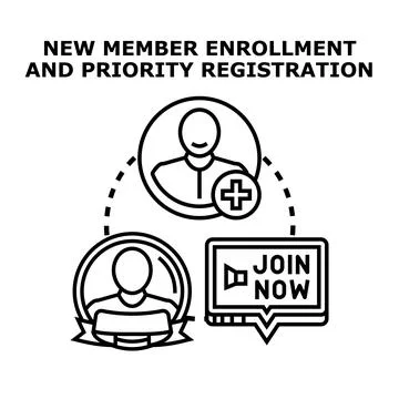 New member enrollment and priority registration concept Stock Illustration